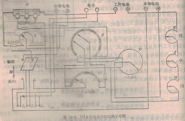 UJ1型電位計的線路圖
